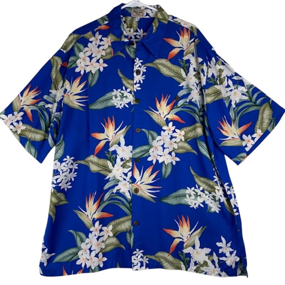 Aloha Hut Hawaii, Men's VTG Shirt Dark Blue Bird of Paradise